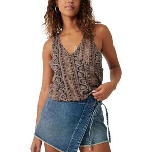 Free People Women's Your Twisted Tank Top, Black Combo Small NWT